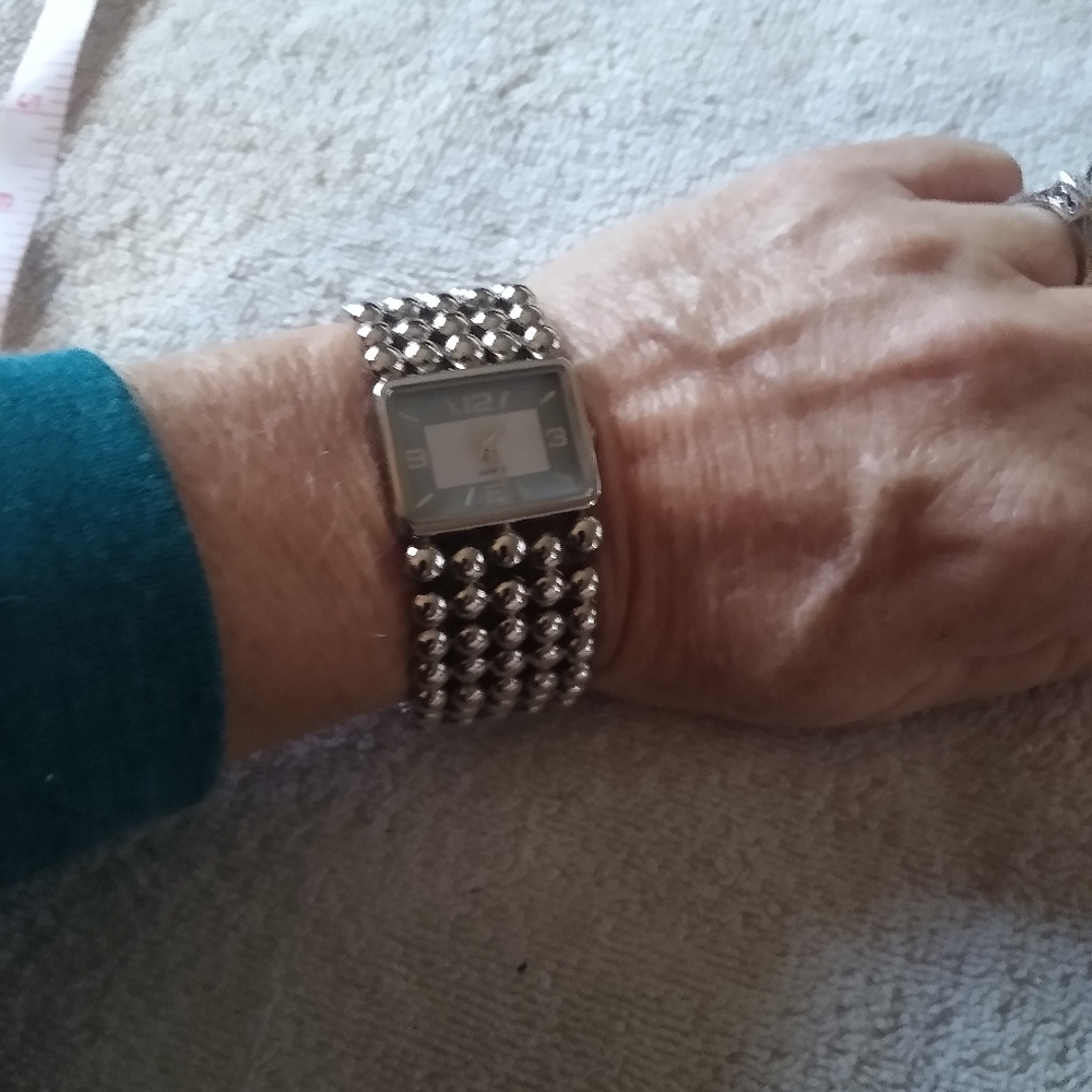 Boca Classics Quartz Rectangular Silvertone Watch